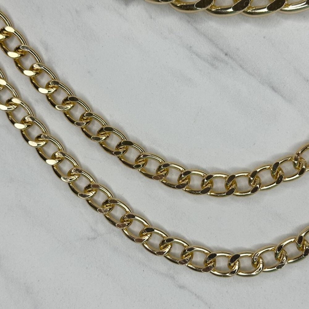 Womens Gold Tone Draped Multi Chain Belt Coin Charm One Size (OS) ✨ - Picture 9 of 16